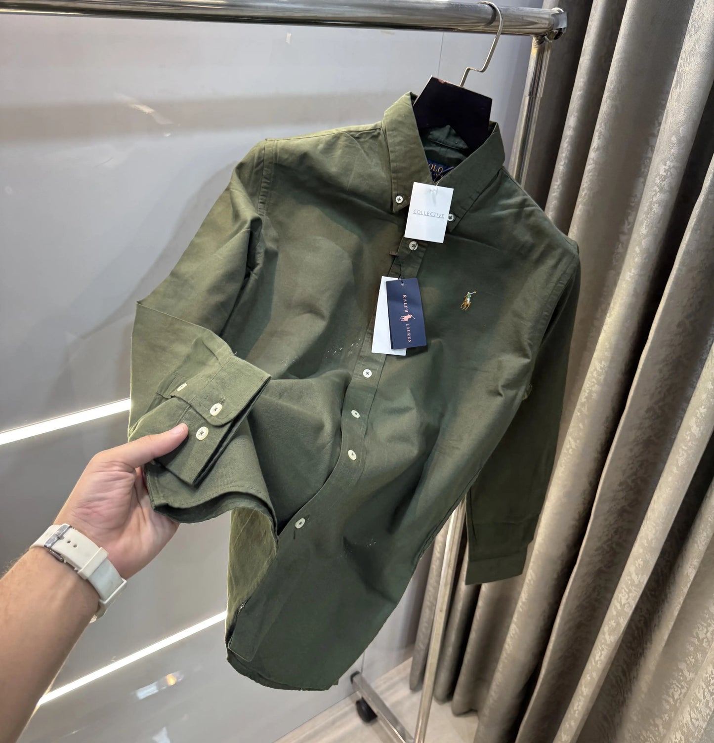 Ralph Lauren Dark Olive Embroidery Logo Classic Shirt