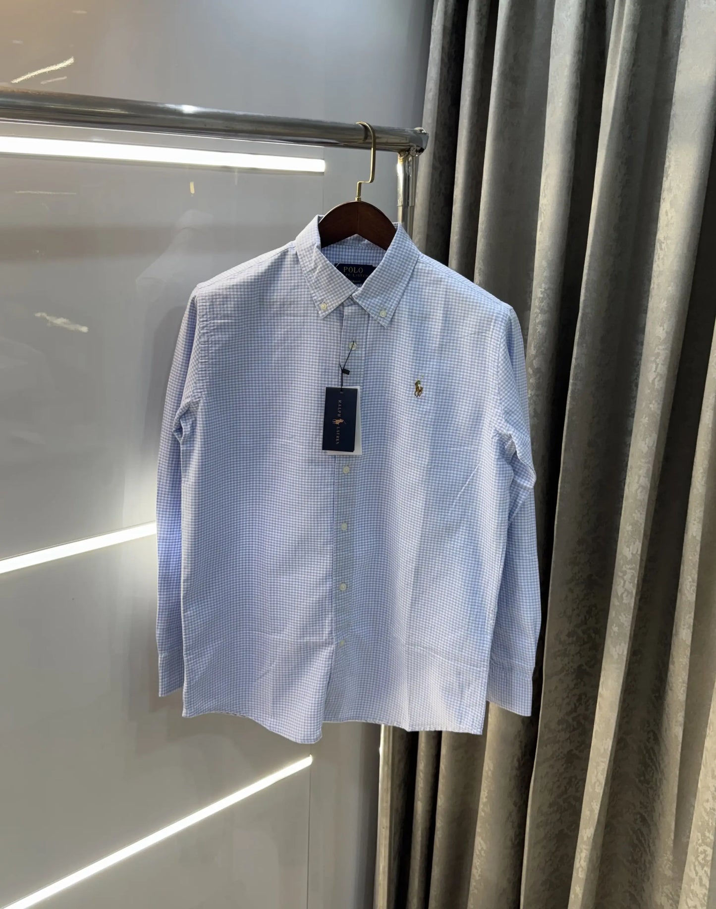 Ralph Lauren Sky Blue Small Checks Premium Shirt