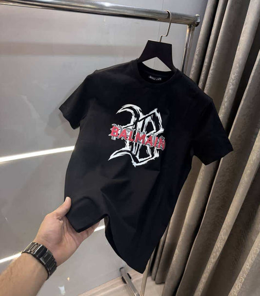 Balmai n Paris Black Logo Print Imported T-Shirt