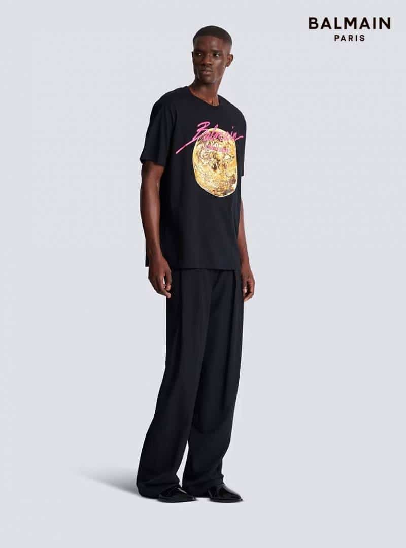 Balmai n Paris Black Logo Print Imported Oversized T-Shirt