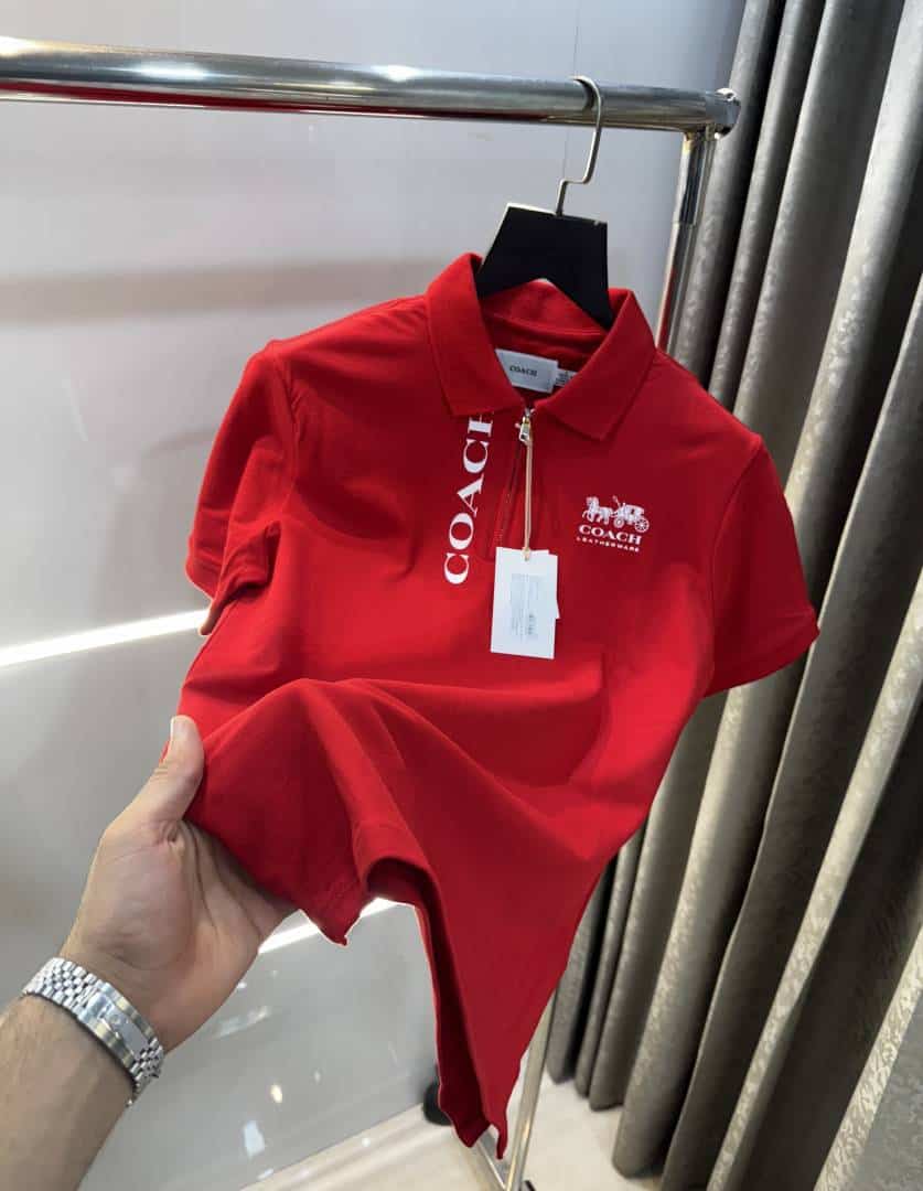 Coac h Red Logo Print Imported Polo T-Shirt