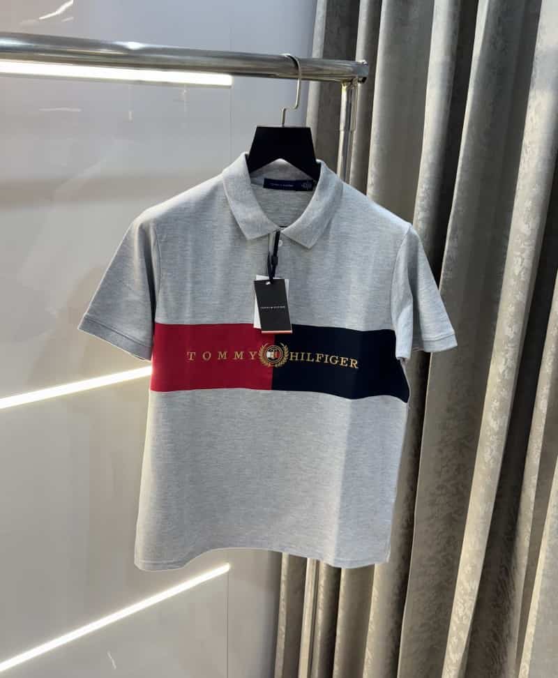 Tomm y Hilfiger Grey Embroidery Logo Premium Polo T-Shirt