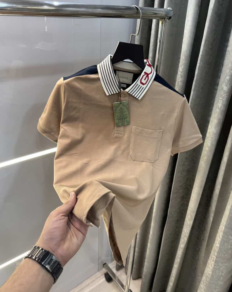Gucc i Light Brown Collar Look Imported Polo T-Shirt