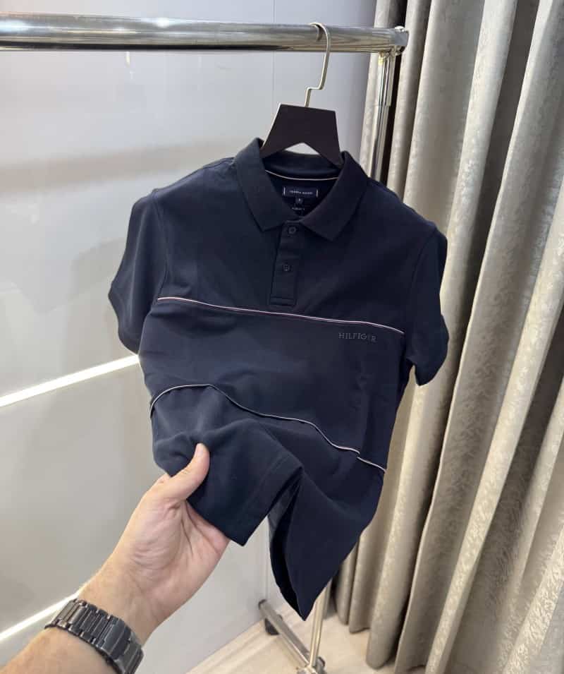 Tomm y Hilfige r Navy Blue Premium Polo T-Shirt