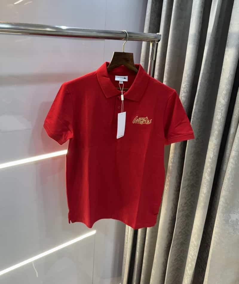 Lacost e Red Embroidery Logo Premium Classic Polo T-Shirt