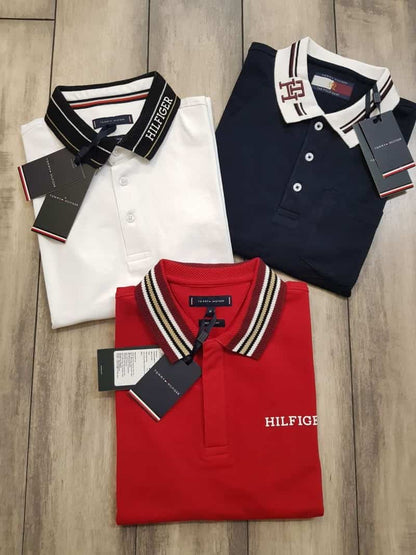 Tomm y Hilfiger Red Collar Look Premium Polo T-Shirt