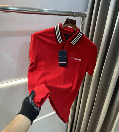 Tomm y Hilfiger Red Collar Look Premium Polo T-Shirt