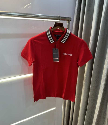 Tomm y Hilfiger Red Collar Look Premium Polo T-Shirt