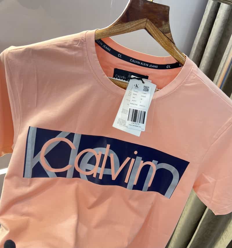 Calvin Klei n Peach Printed Premium T-Shirt