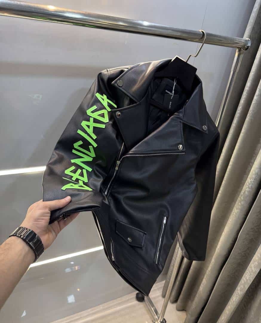 Balenciag a Black Premium Imported leather Jacket