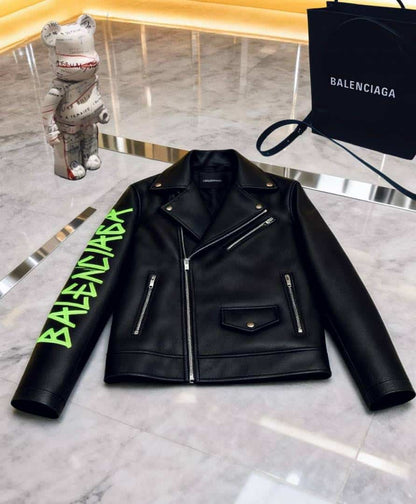 Balenciag a Black Premium Imported leather Jacket