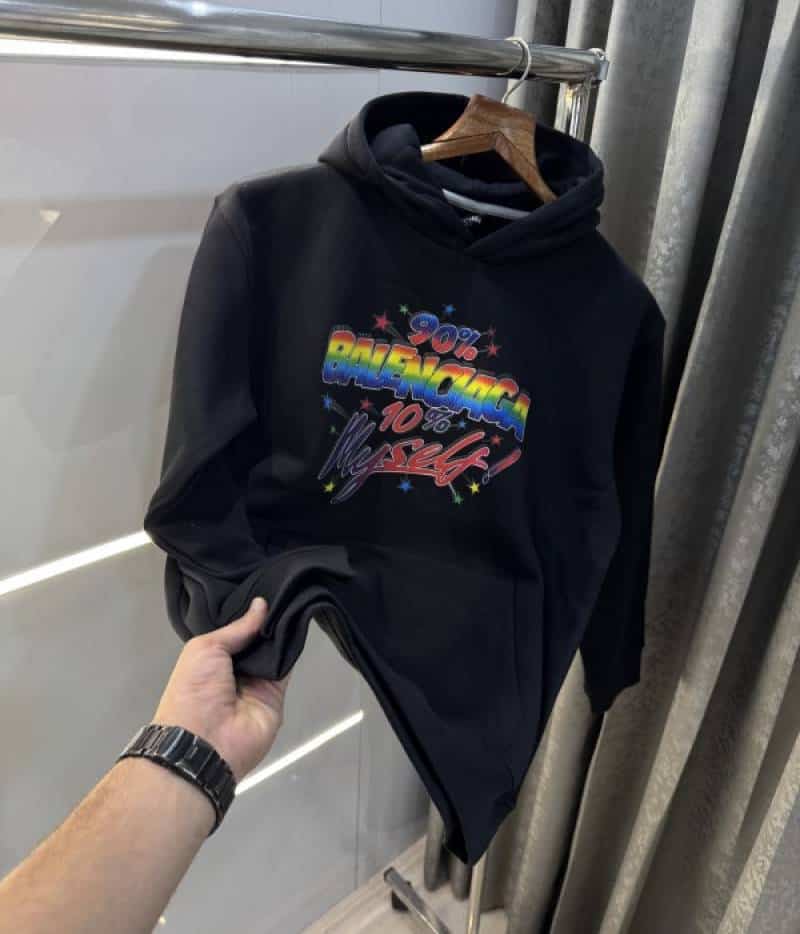 Balenciag a Black Logo Print Imported Premium Hoodie