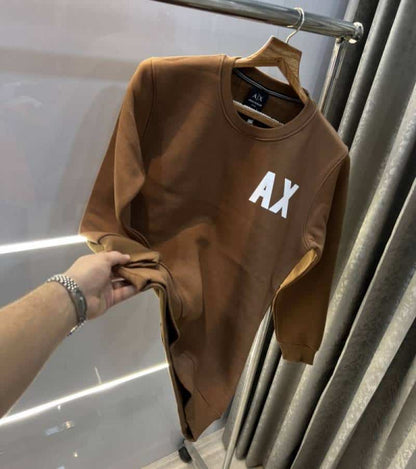 Armani Exchange Brown Logo Print Premium Classic Sweatshirt