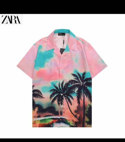 Zar a pink all over printed imported half shirt