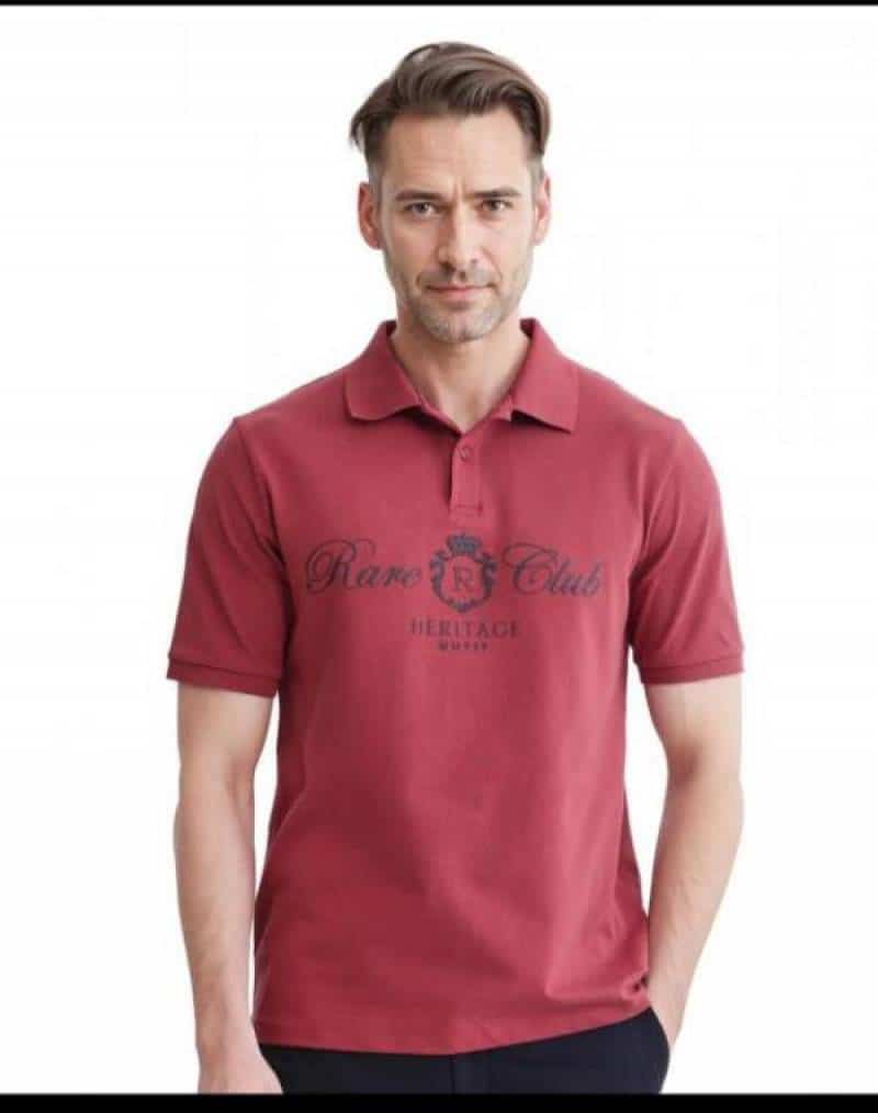 Rare Rabbit Milange Logo Print Premium Polo T-Shirt