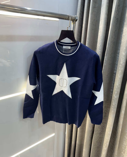 Christian Dio r Navy Blue Star Edition Imported Knitted Pull Over