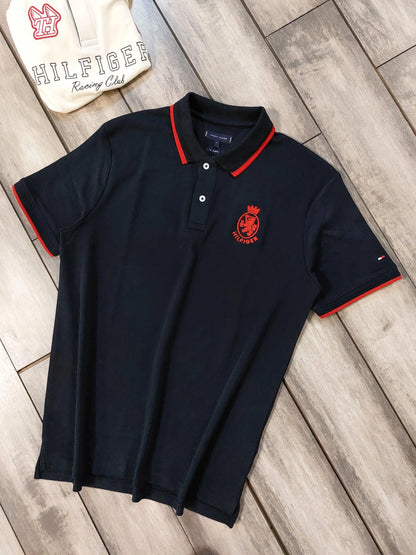 Tomm y  Hilfige r Navy Blue Logo Work Premium Polo T-Shirt