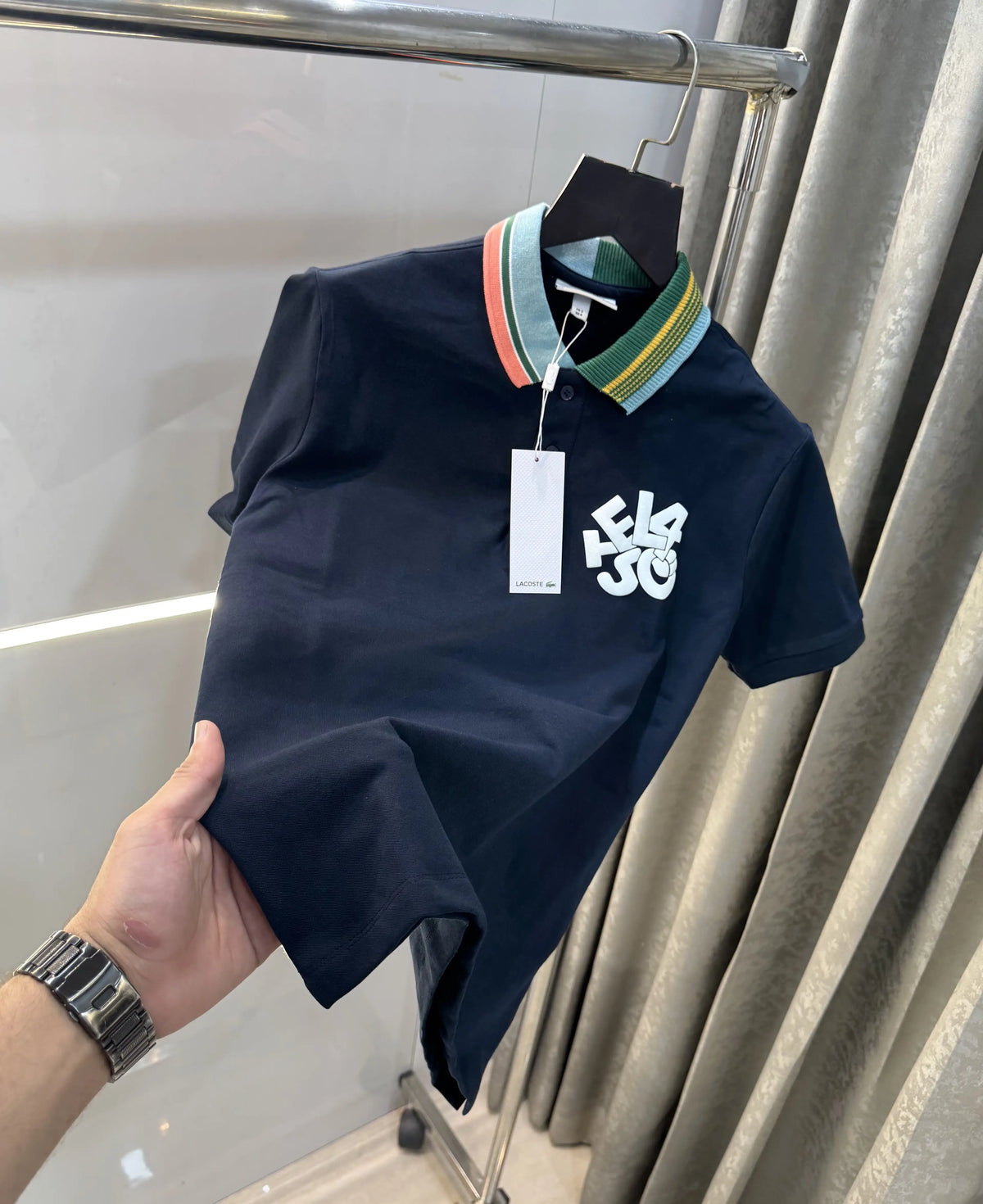 Lacost e Navy Blue Embroidery Logo Premium Polo T-Shirt