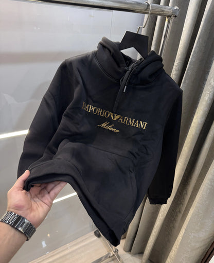 Emporio  Armani Black Logo Work Imported Hoodie