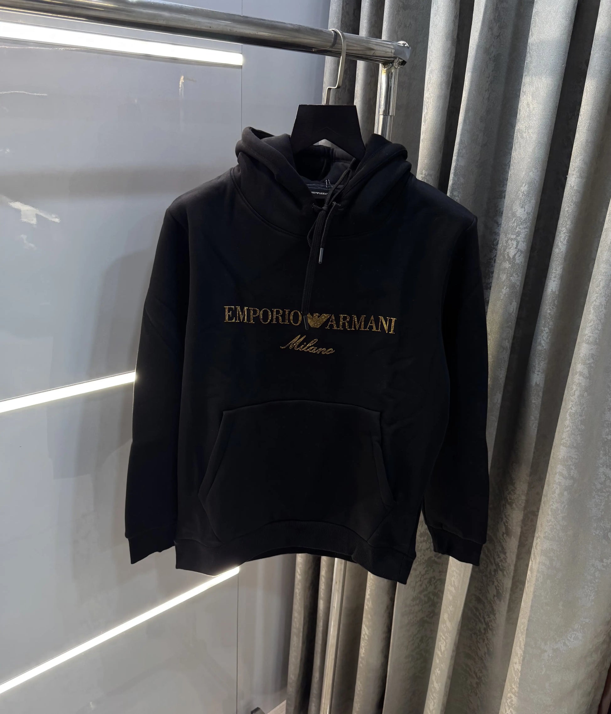 Emporio  Armani Black Logo Work Imported Hoodie