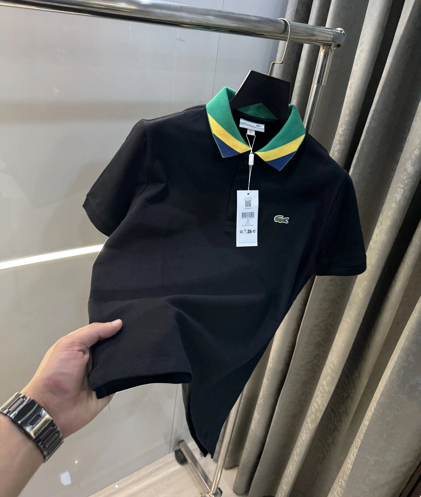 Lacost e Black Embroidery Logo Premium Polo T-Shirt