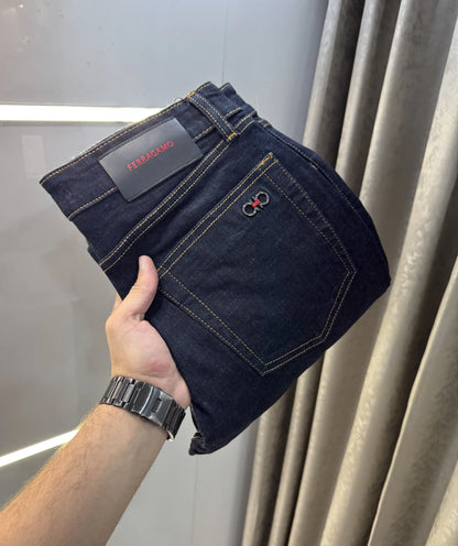 Ferragamo Dark Blue Imported Classic Denim