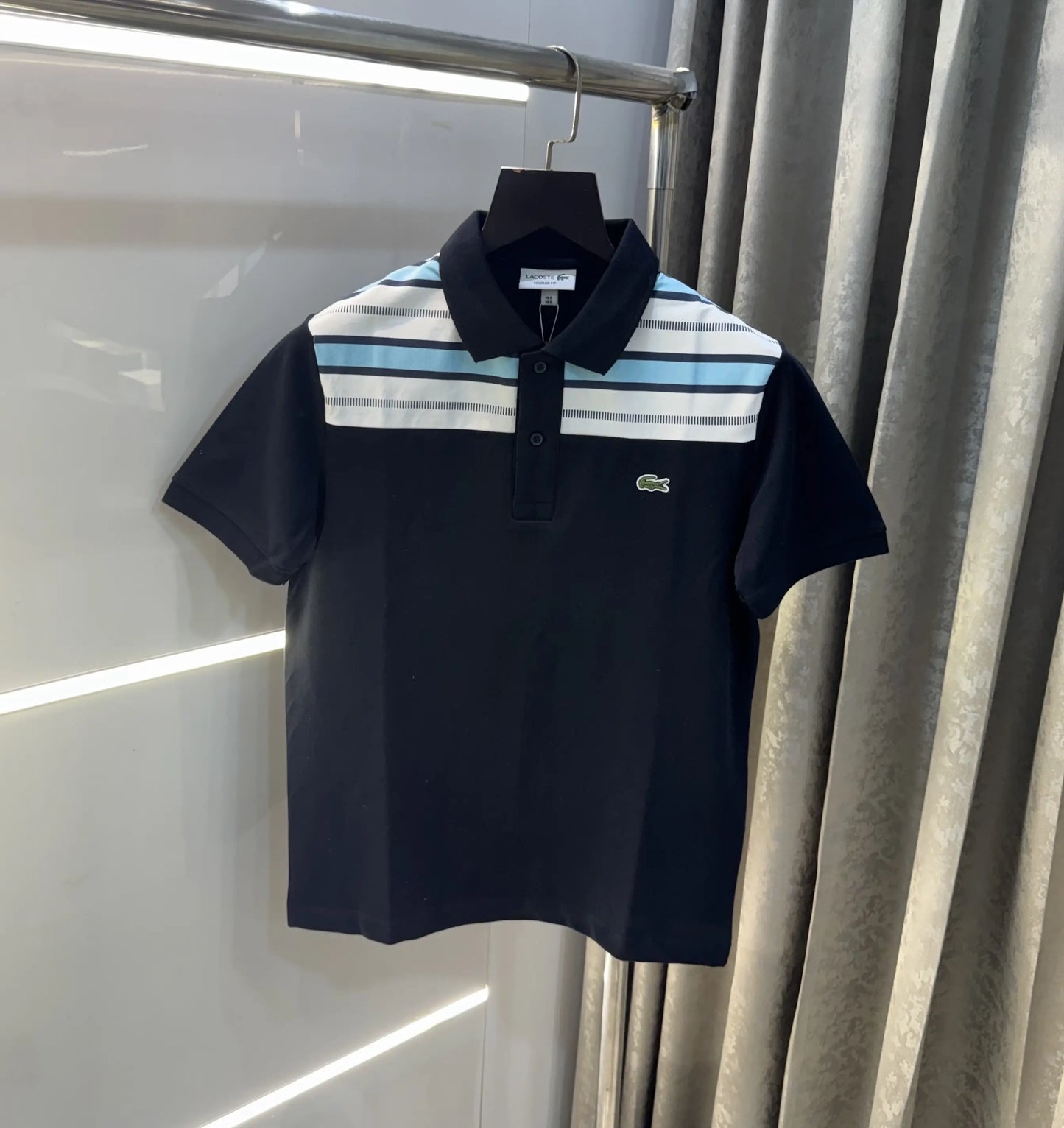 Lacost e Navy Blue Embroidery Logo Premium Polo T-Shirt