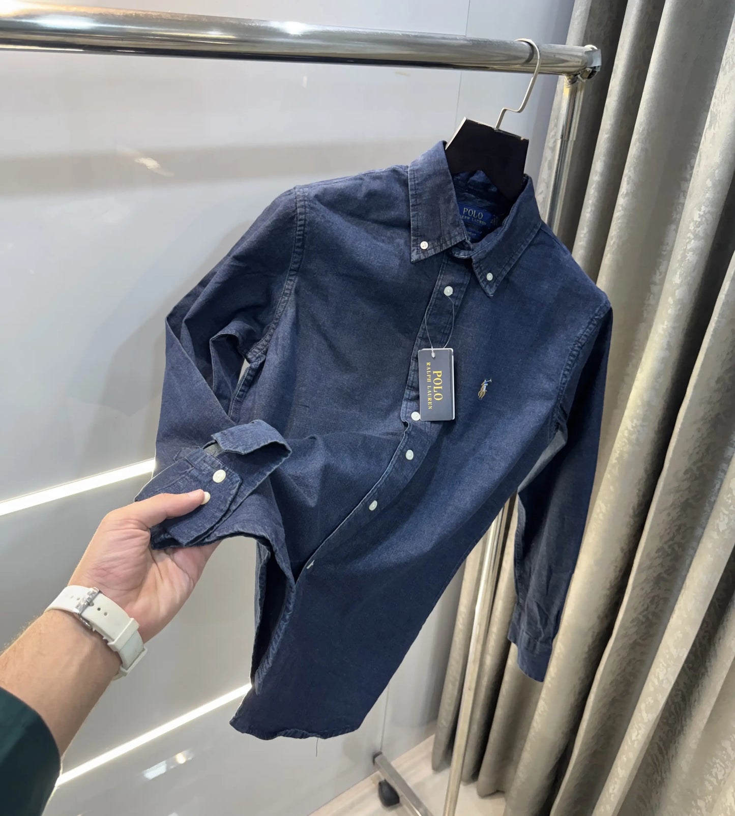 Ralp.h  Laure.n Dark Blue Embroidery Logo Denim Shirt
