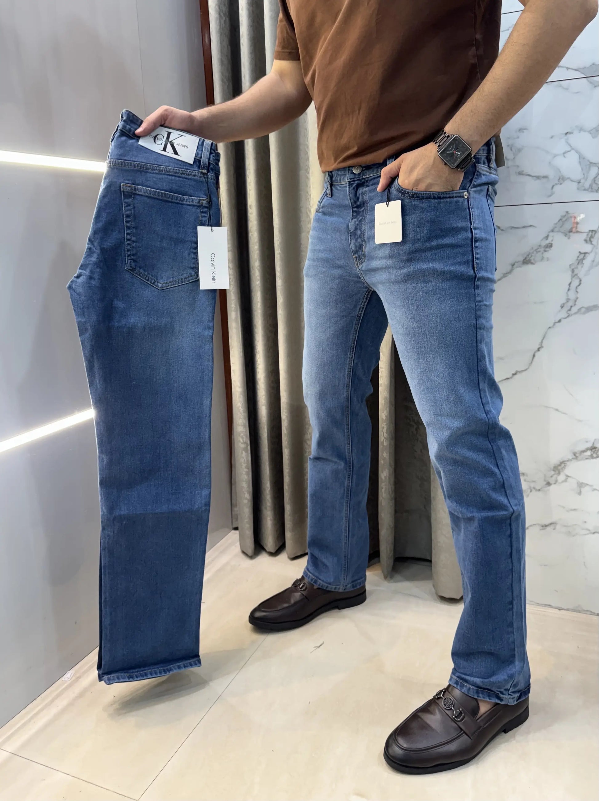 Calvi n Klein Mid Blue Imported Hyperflex Denim