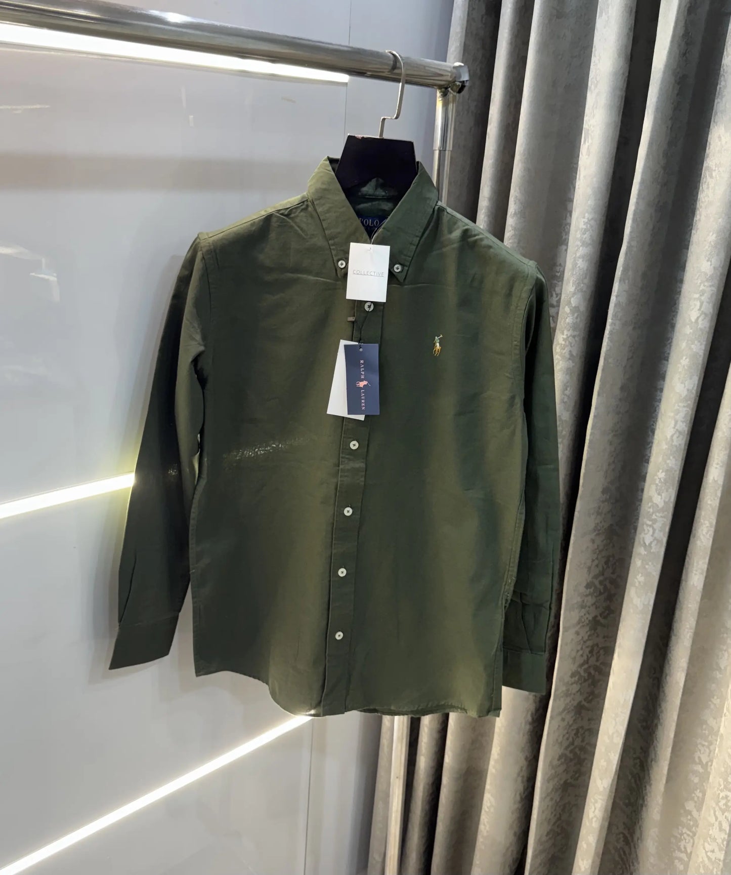 Ralph  Lauren Dark Olive Embroidery Logo Classic Shirt