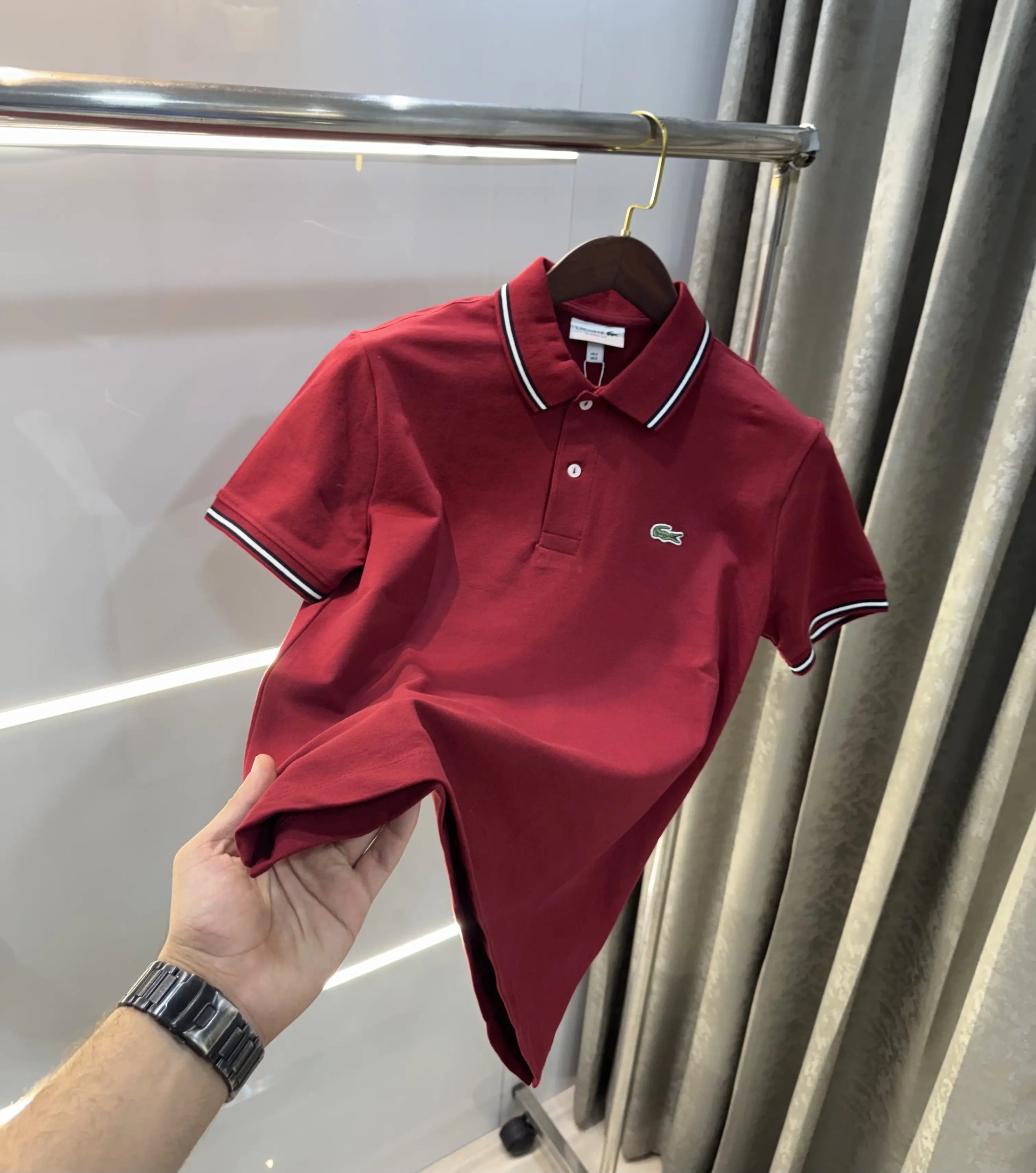 Lacost e Maroon Logo Work Premium Polo T-Shirt