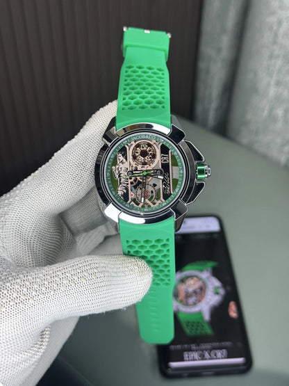 Jacob&Co. Sweep Silver Green Cr7 Quartz Watch