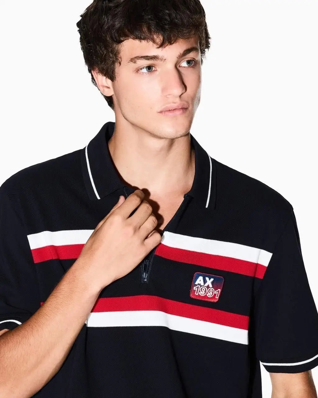 Arman i Exchang e Black Logo Work Premium Polo T-Shirt