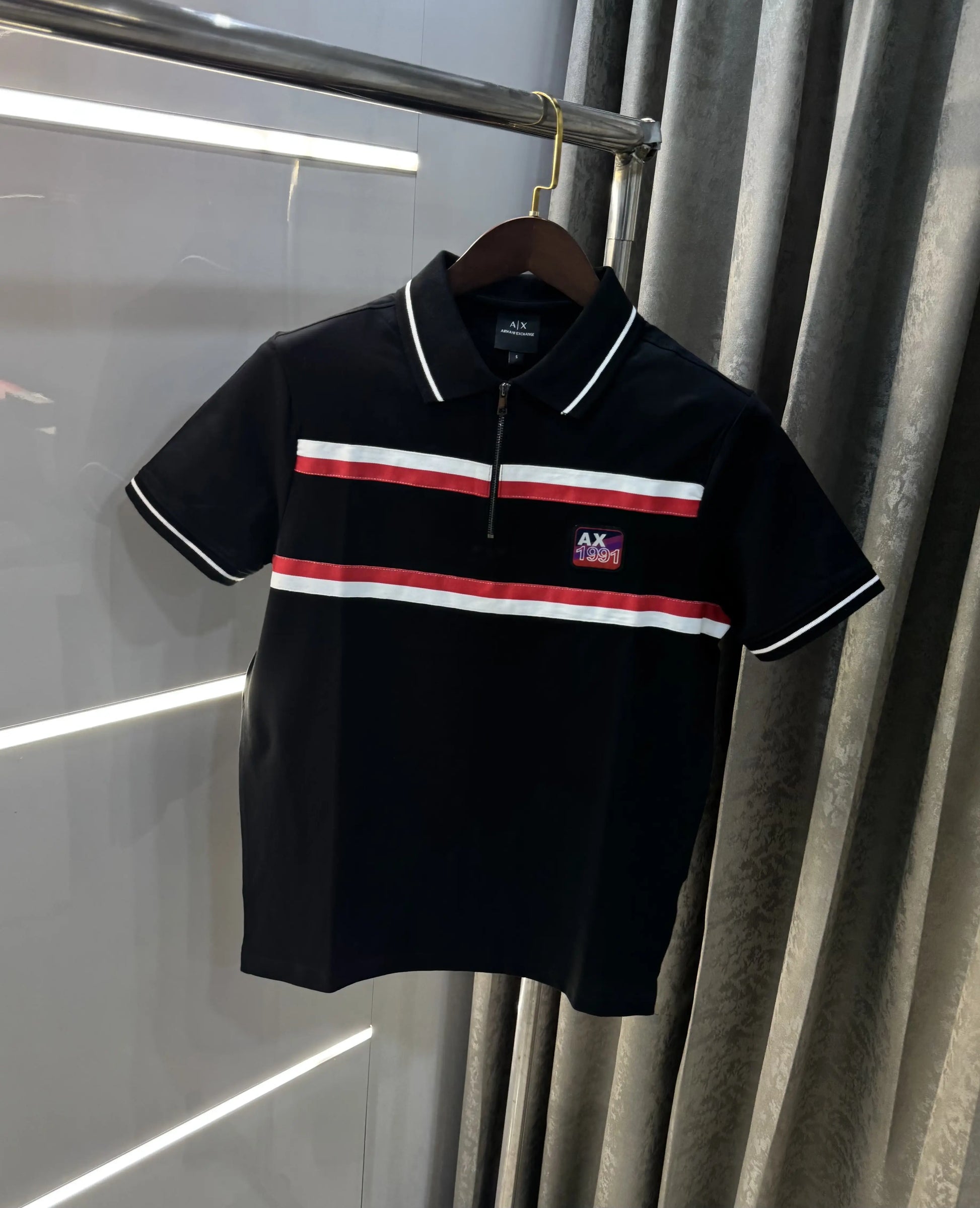 Arman i Exchang e Black Logo Work Premium Polo T-Shirt