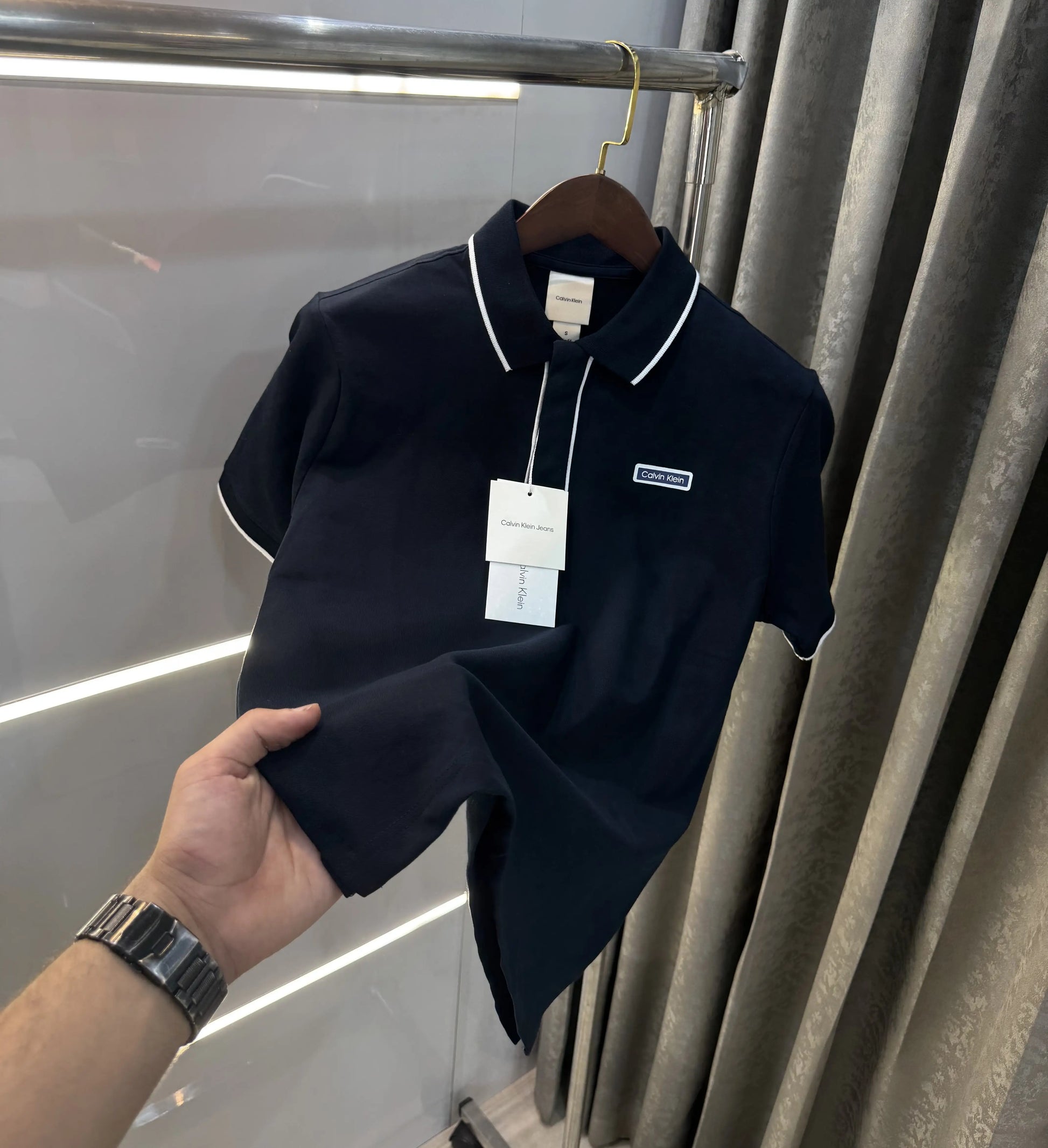 Calvi n Klei n Navy Blue Logo Work Premium Polo T-Shirt