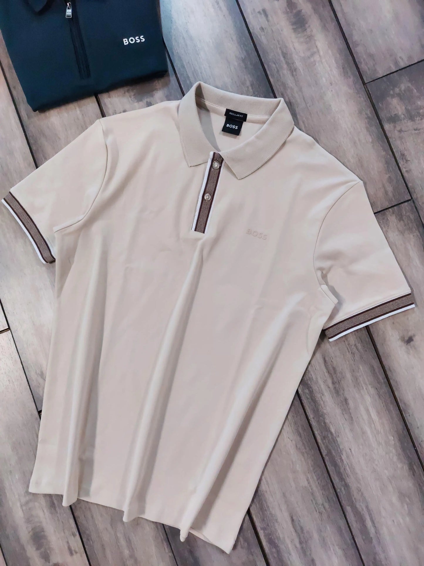 Hugo Boss Cream Logo Work Premium Polo T-shirt