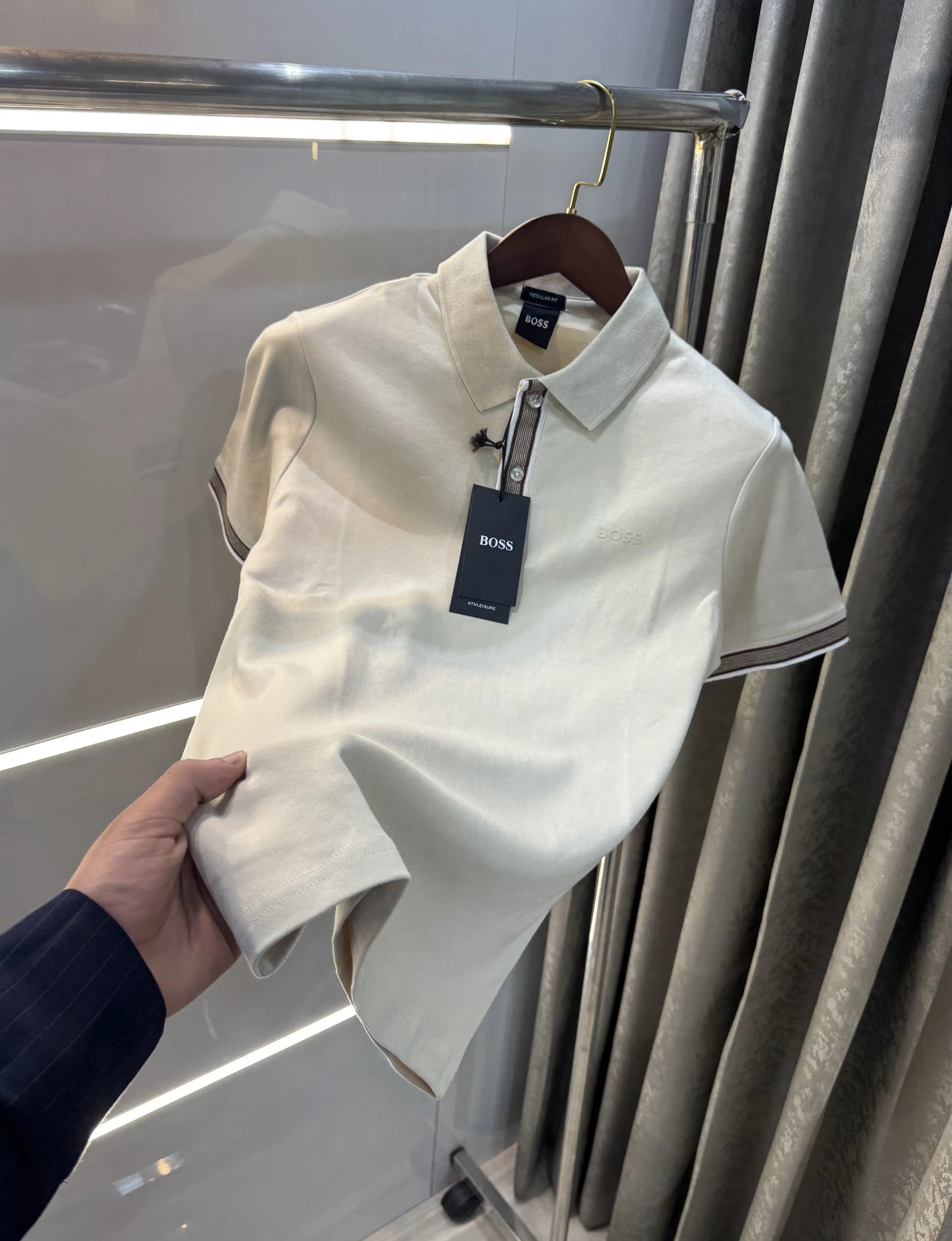 Hugo Boss Cream Logo Work Premium Polo T-shirt
