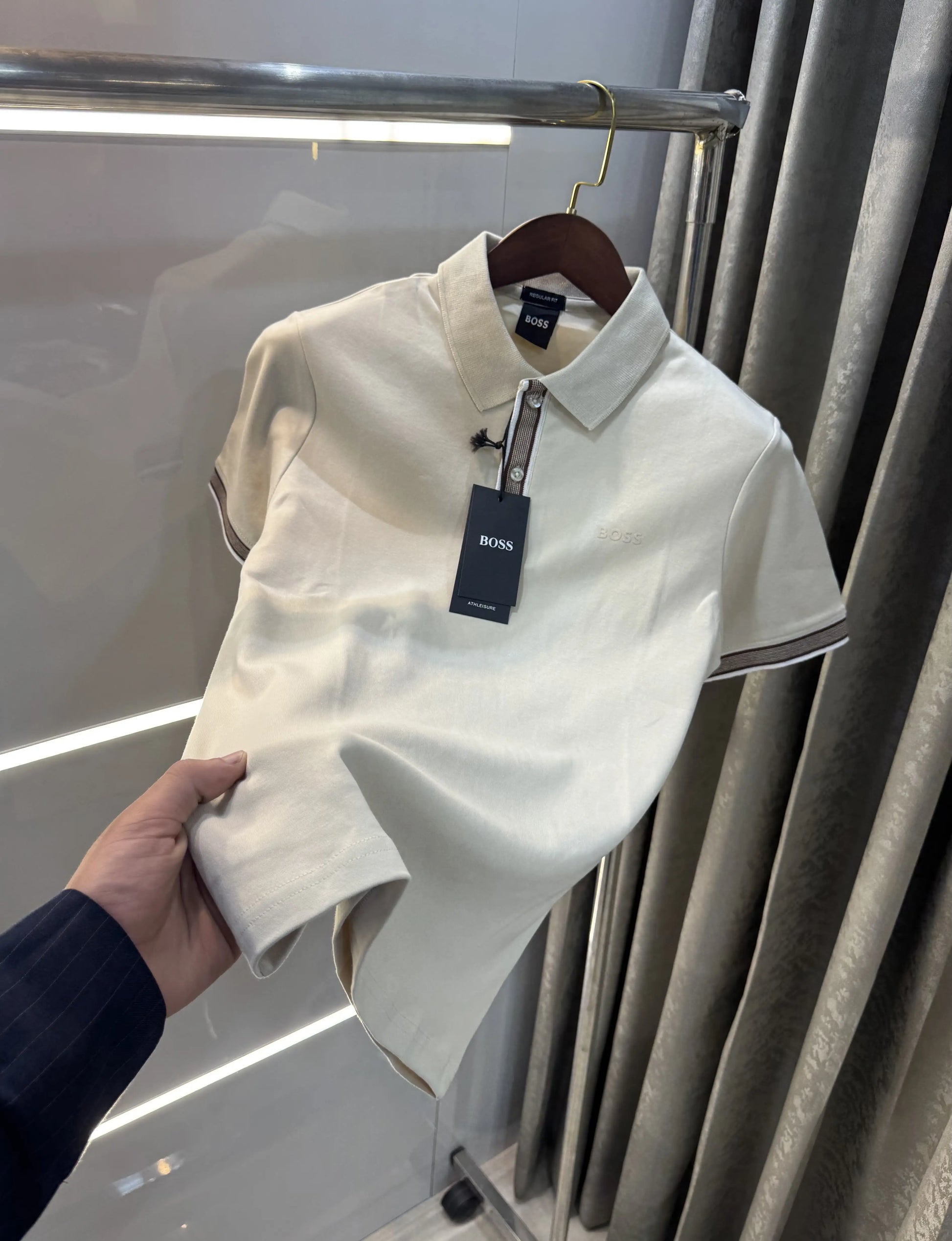 Hugo Boss Cream Logo Work Premium Polo T-shirt