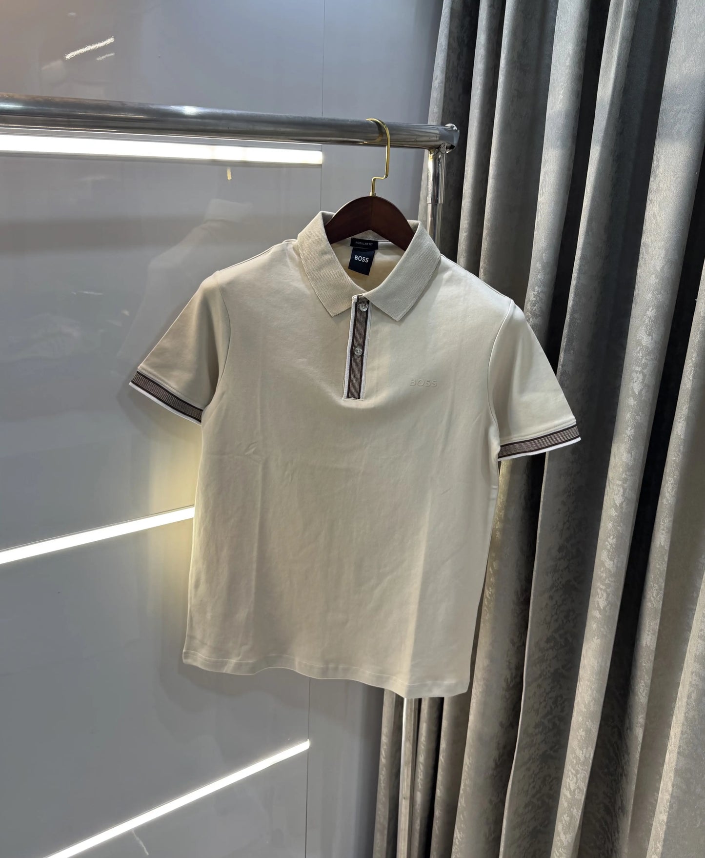 Hugo Boss Cream Logo Work Premium Polo T-shirt