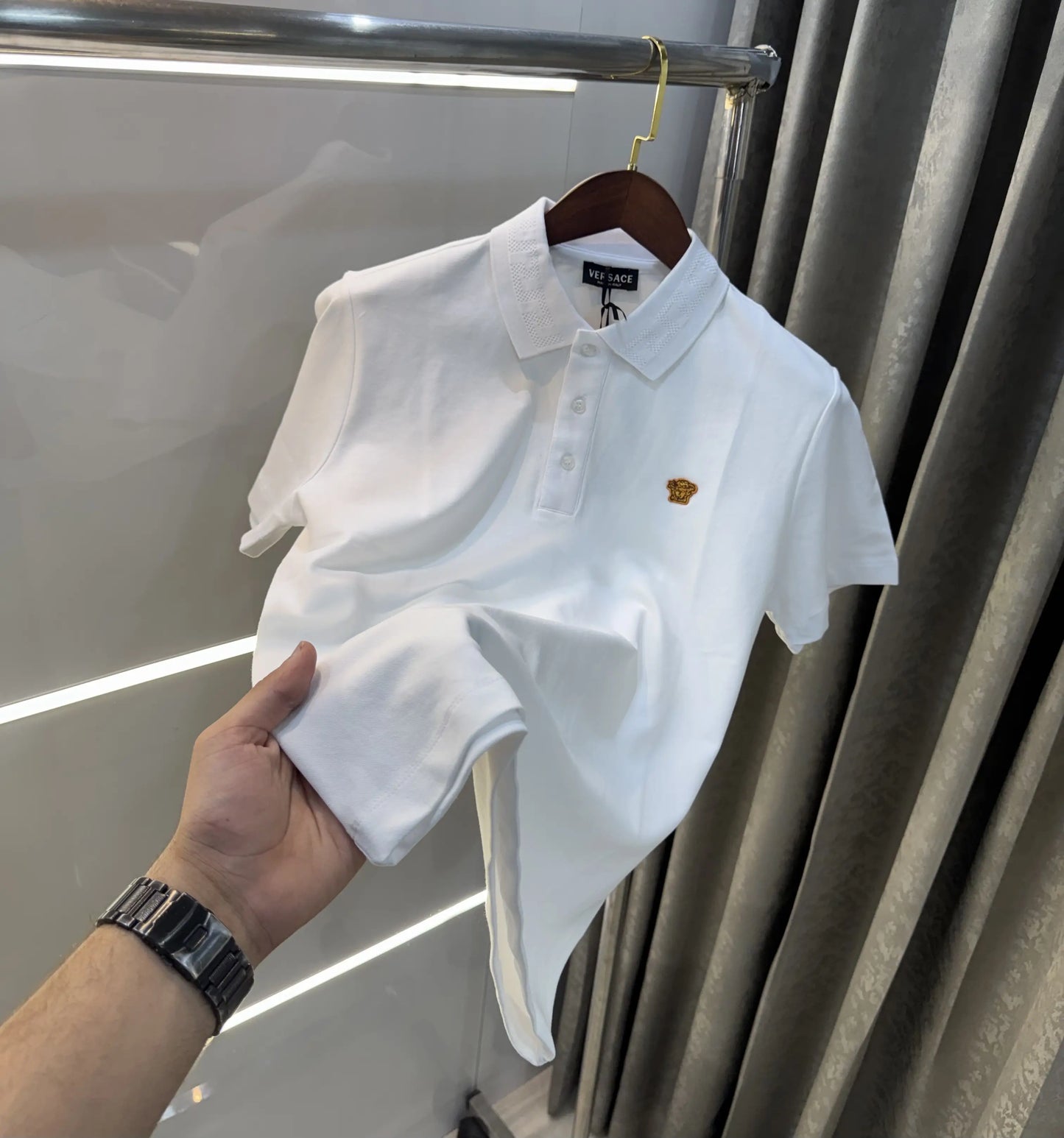 Versace Couture White Collar Logo Imported Polo T-Shirt