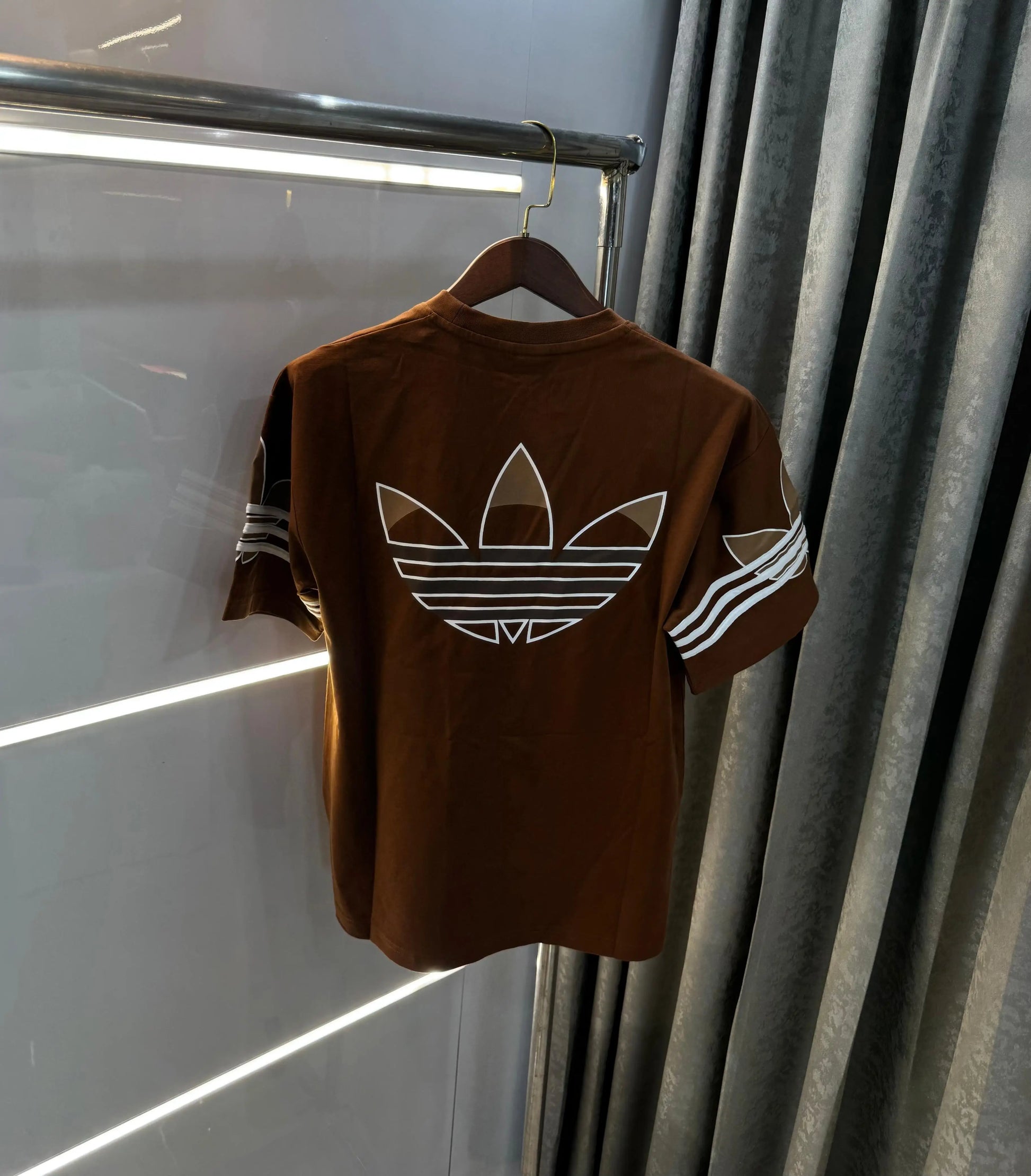 Adidas Brown Logo Print Imported Oversized T-Shirt