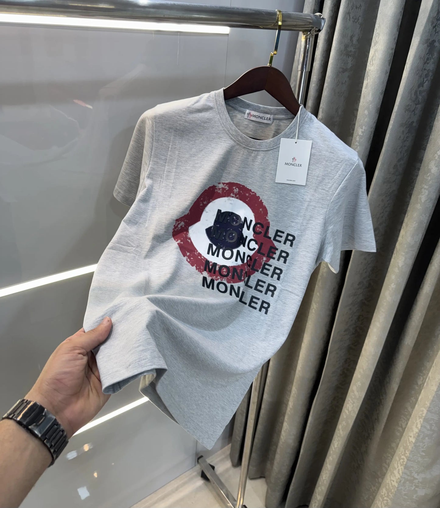 Moncler Grey Logo Work Imported T-Shirt