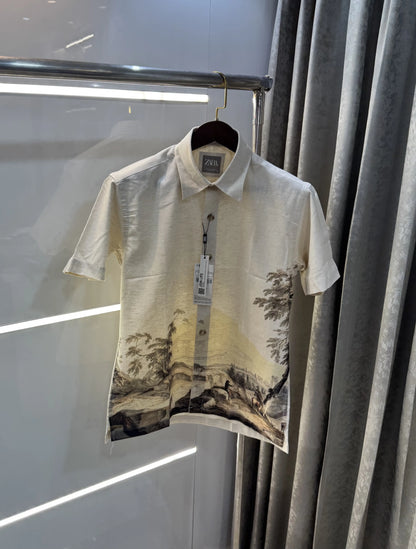 Zara Beige Brown 12 Premium Linen Shirt
