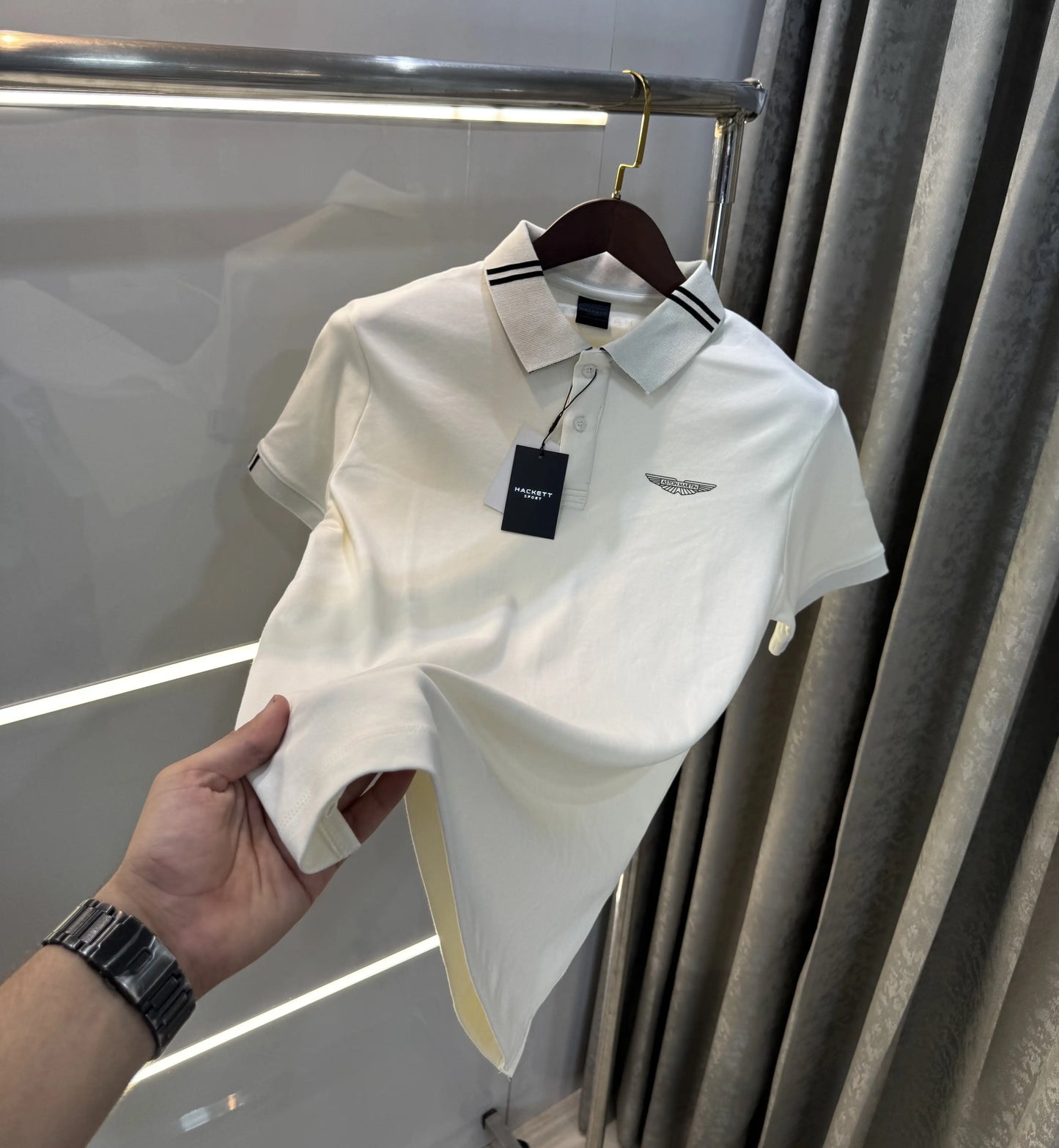 Hacket Cream Logo Work Premium Polo T-Shirt