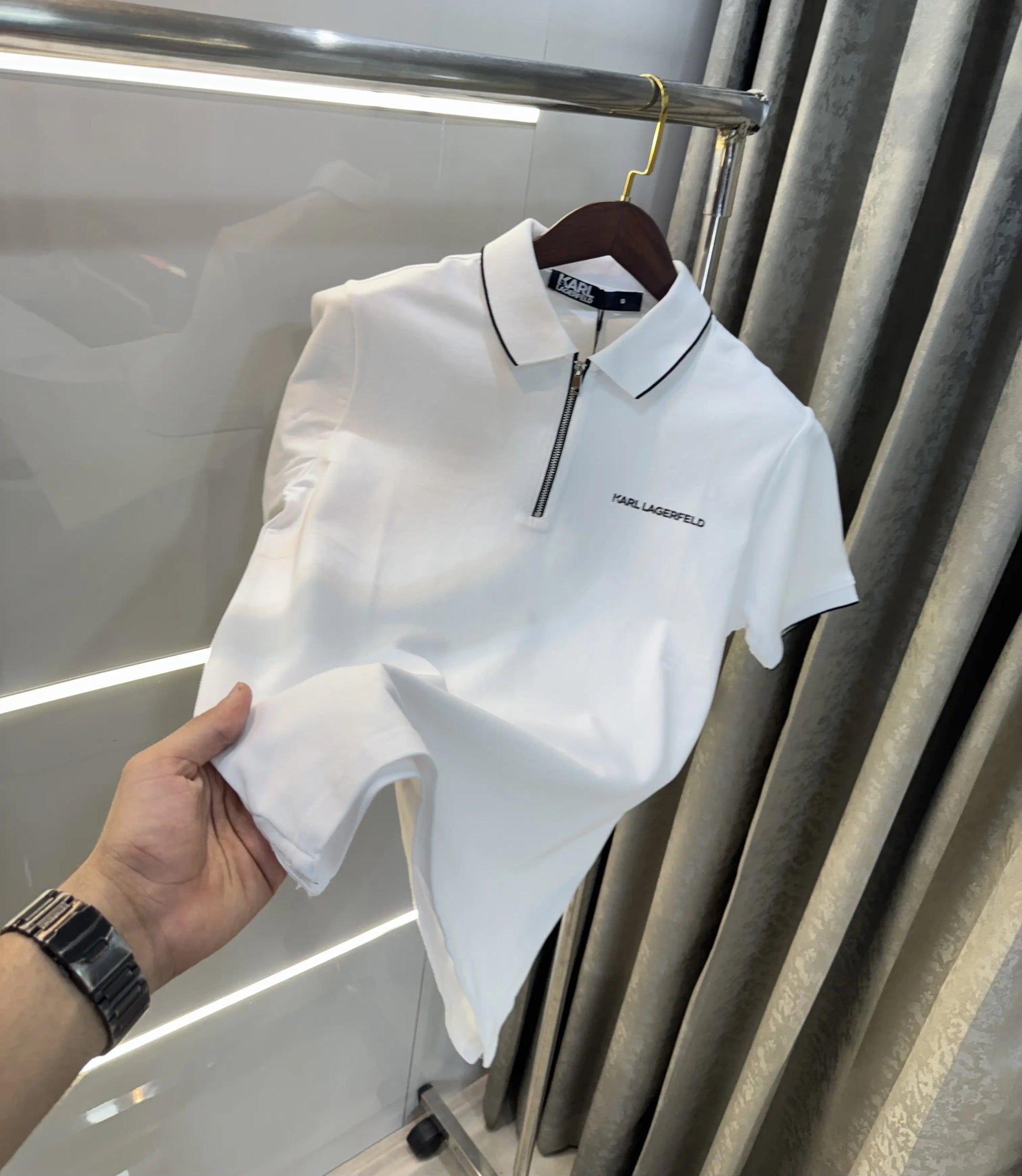 Karl Lagerfled White Imported Polo T-Shirt
