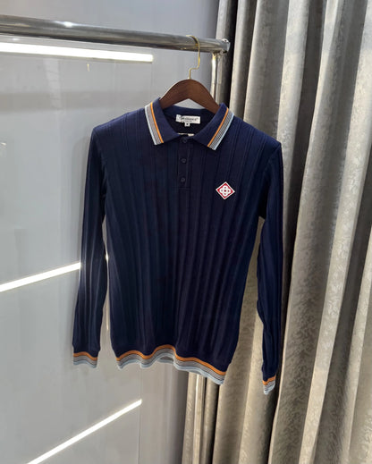 Casablanc a Navy Blue Logo Work Imported T-Shirt