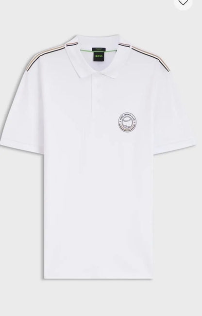 Hugo Bos s White Logo Work Premium Polo T-shirt