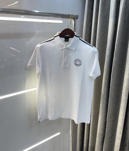 Hugo Bos s White Logo Work Premium Polo T-shirt