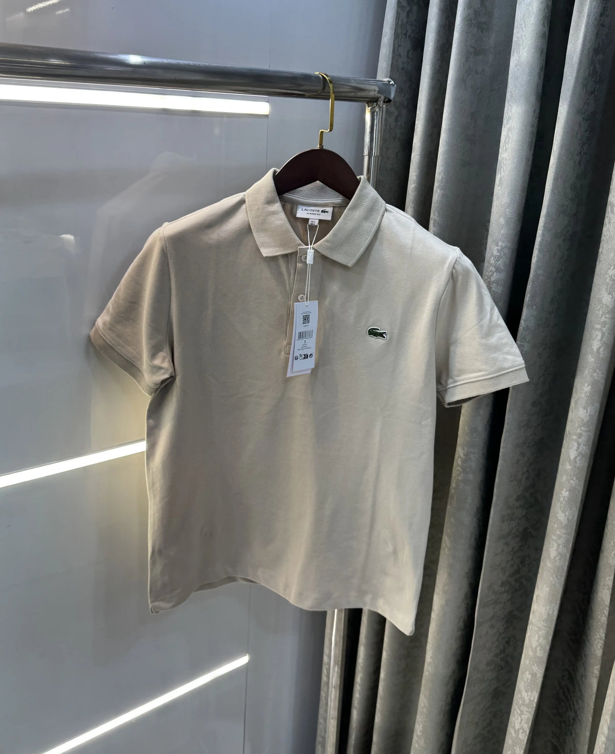 Lacost e Beige Logo Work Premium Polo T-Shirt