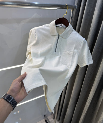 Kar l Lagerfled Cream Imported Polo T-Shirt